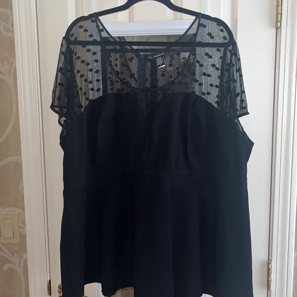 Torrid black top with lace. Size 5